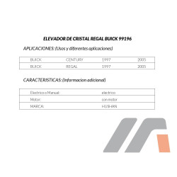 ELEVADOR DE CRISTAL BUICK CENTURY /TRASERA/DERECHO
