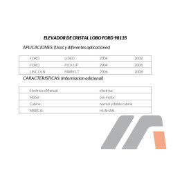 ELEVADOR DE CRISTAL FORD LOBO /DELANTERA/IZQUIERDO