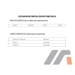 ELEVADOR DE CRISTAL FORD ESCAPE /DELANTERA/IZQUIERDO