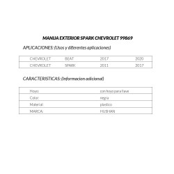 MANIJA EXTERIOR CHEVROLET BEAT /DELANTERA/IZQUIERDO