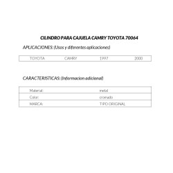 CILINDRO PARA CAJUELA TOYOTA CAMRY