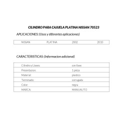 CILINDRO PARA CAJUELA NISSAN PLATINA