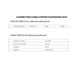 CILINDRO PARA CAJUELA VOLKSWAGEN POINTER