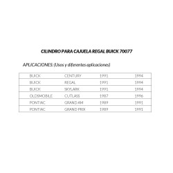 CILINDRO PARA CAJUELA BUICK CENTURY