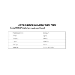 CONTROL ELECTRICO CHEVROLET BLAZER C10 /DELANTERA/DERECHO/IZQUIERDO