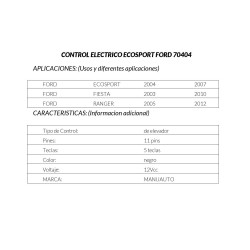 CONTROL ELECTRICO FORD ECOSPORT /DELANTERA/IZQUIERDO