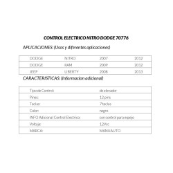 CONTROL ELECTRICO DODGE /DELANTERA/IZQUIERDO