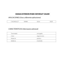 MANIJA EXTERIOR CHEVROLET SPARK /TRASERA/DERECHO