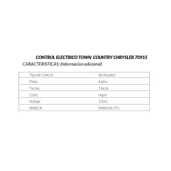 CONTROL ELECTRICO DODGE GRAND CARAVAN /TRASERA/DERECHO/IZQUIERDO